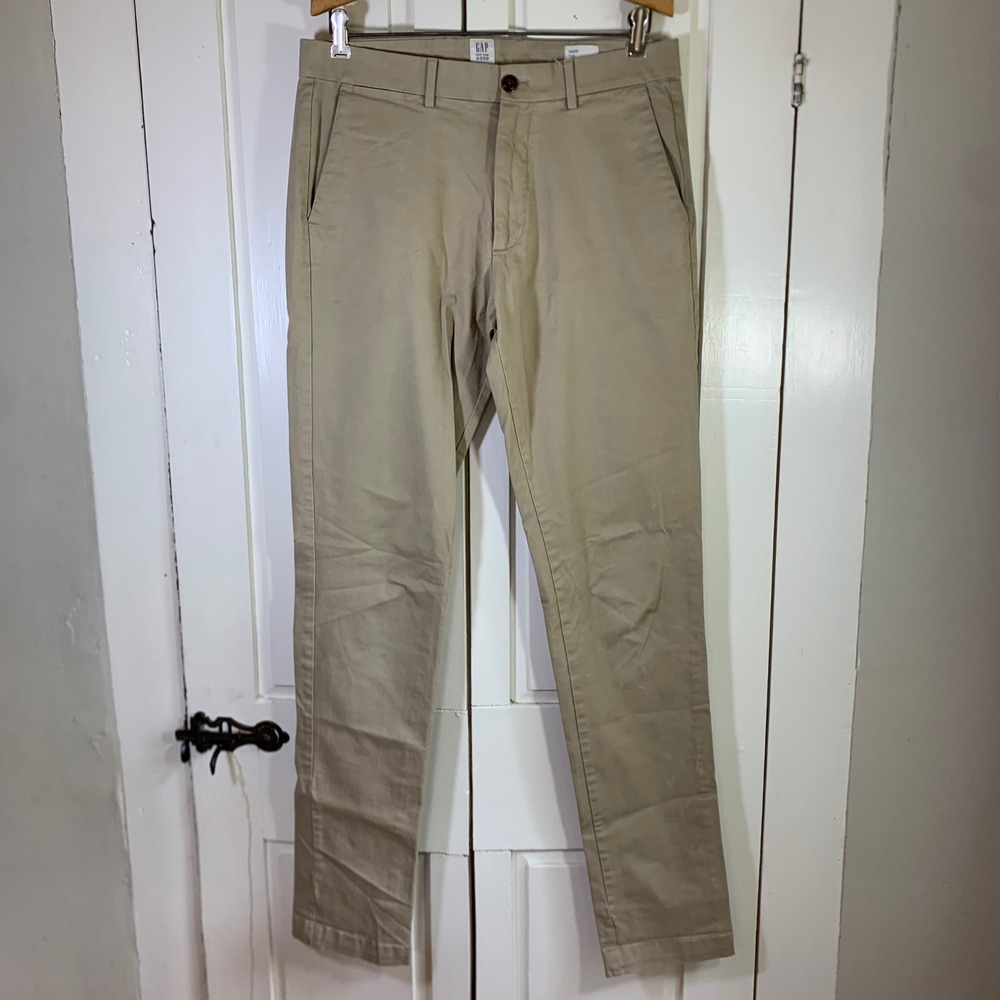 GAP For Good Slim Fit Khaki Chino Pants Mens 32x36 (32x34) Stretch Trousers READ
